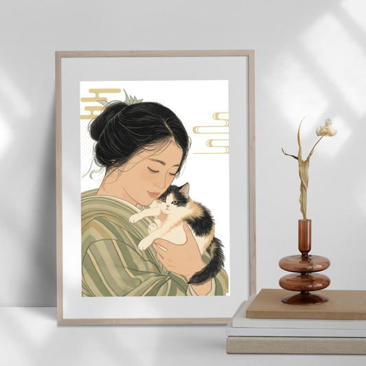 Maiko & Cat — Japanese Digital Art Print