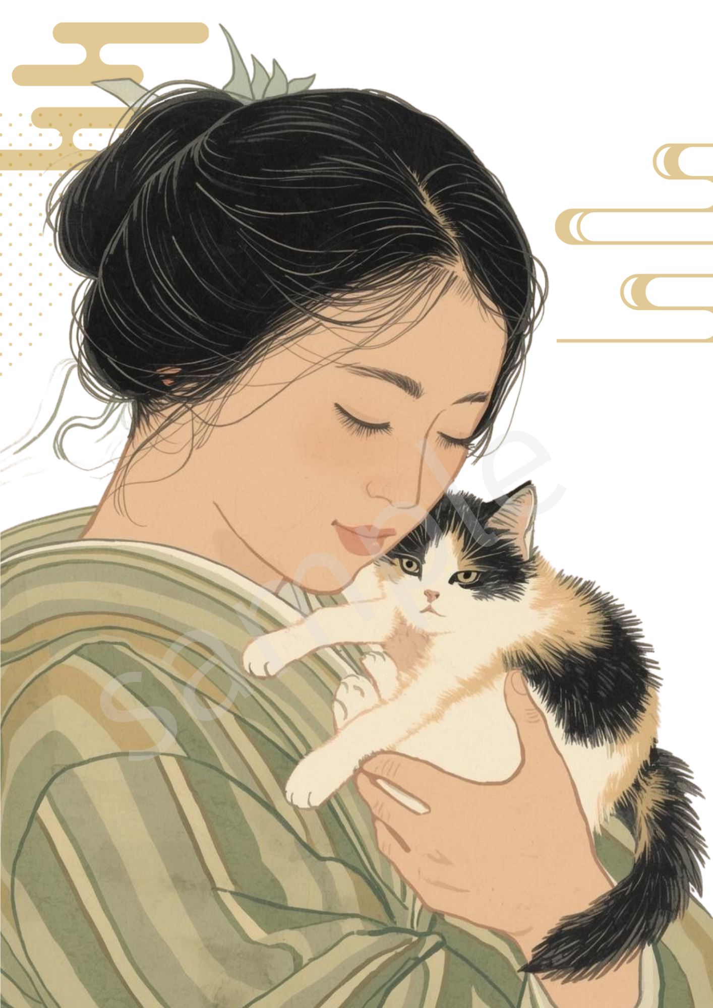 Maiko & Cat — Japanese Digital Art Print