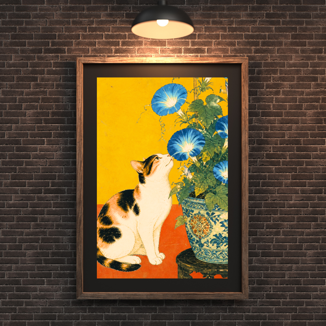 三毛猫と朝の香り | Calico Cat & Morning Glory