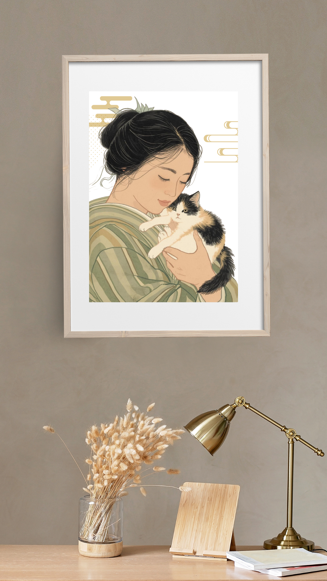 Maiko & Cat — Japanese Digital Art Print