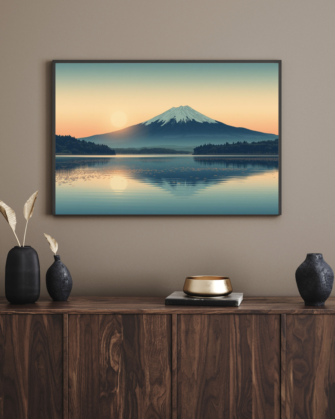 Inverted Fuji at Dawn — Japanese Digital Art Print