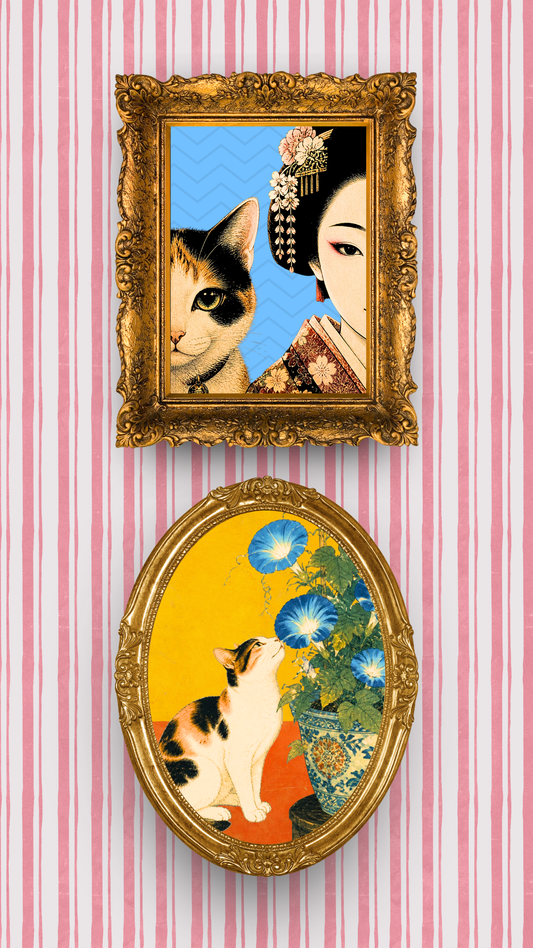 Maiko & Cat — Blue Sky — Japanese Digital Art Print