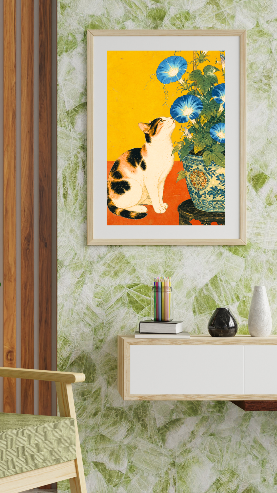 三毛猫と朝の香り | Calico Cat & Morning Glory