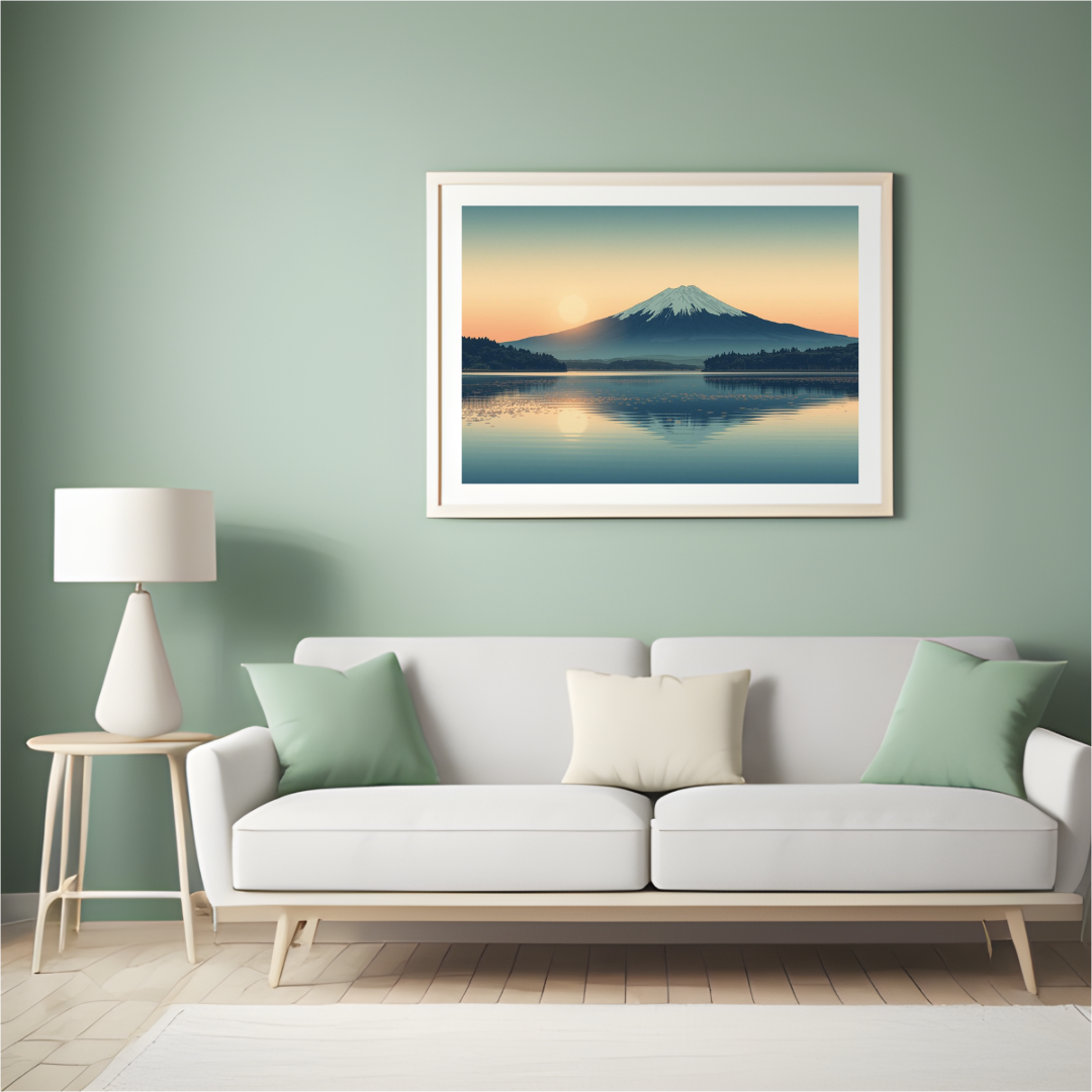 Inverted Fuji at Dawn — Japanese Digital Art Print