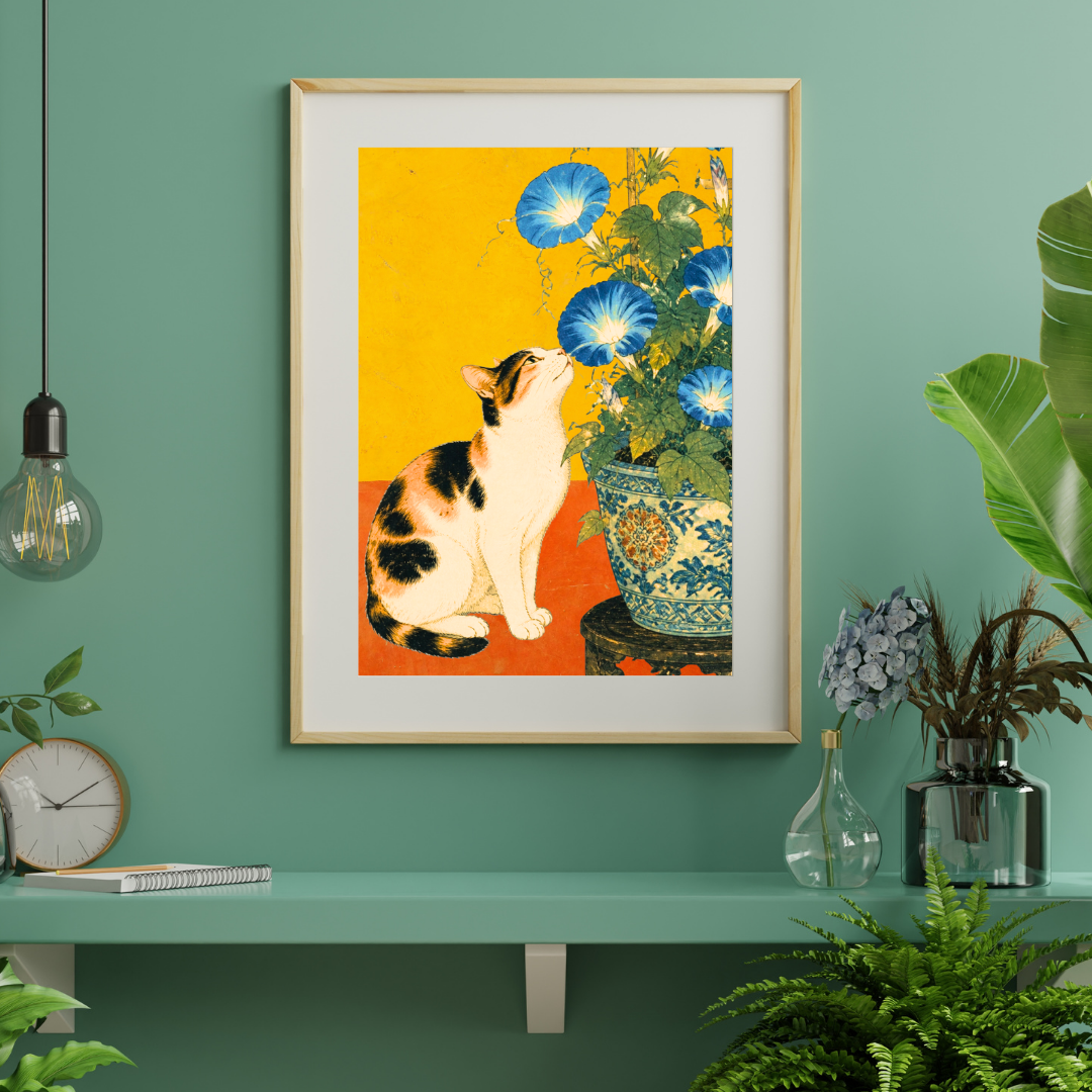 三毛猫と朝の香り | Calico Cat & Morning Glory