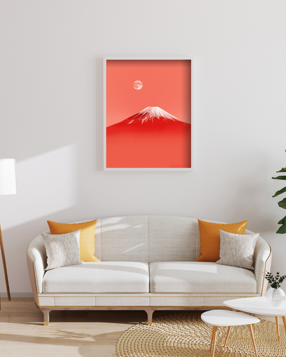Red Fuji — Japanese Ink Painting Digital Art Print