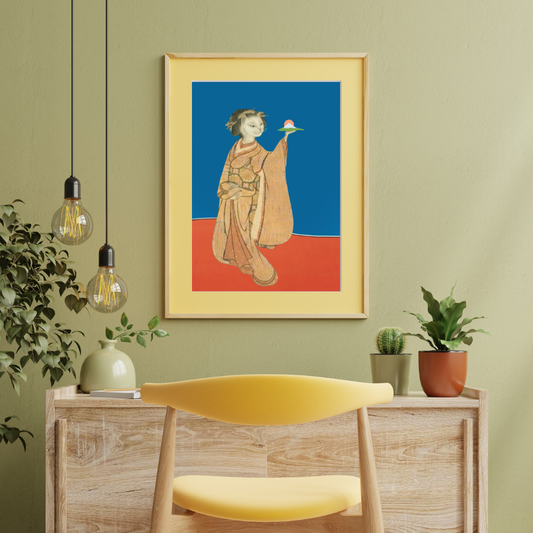 Cat Girl & the Rising Sun — Japanese Digital Art Print