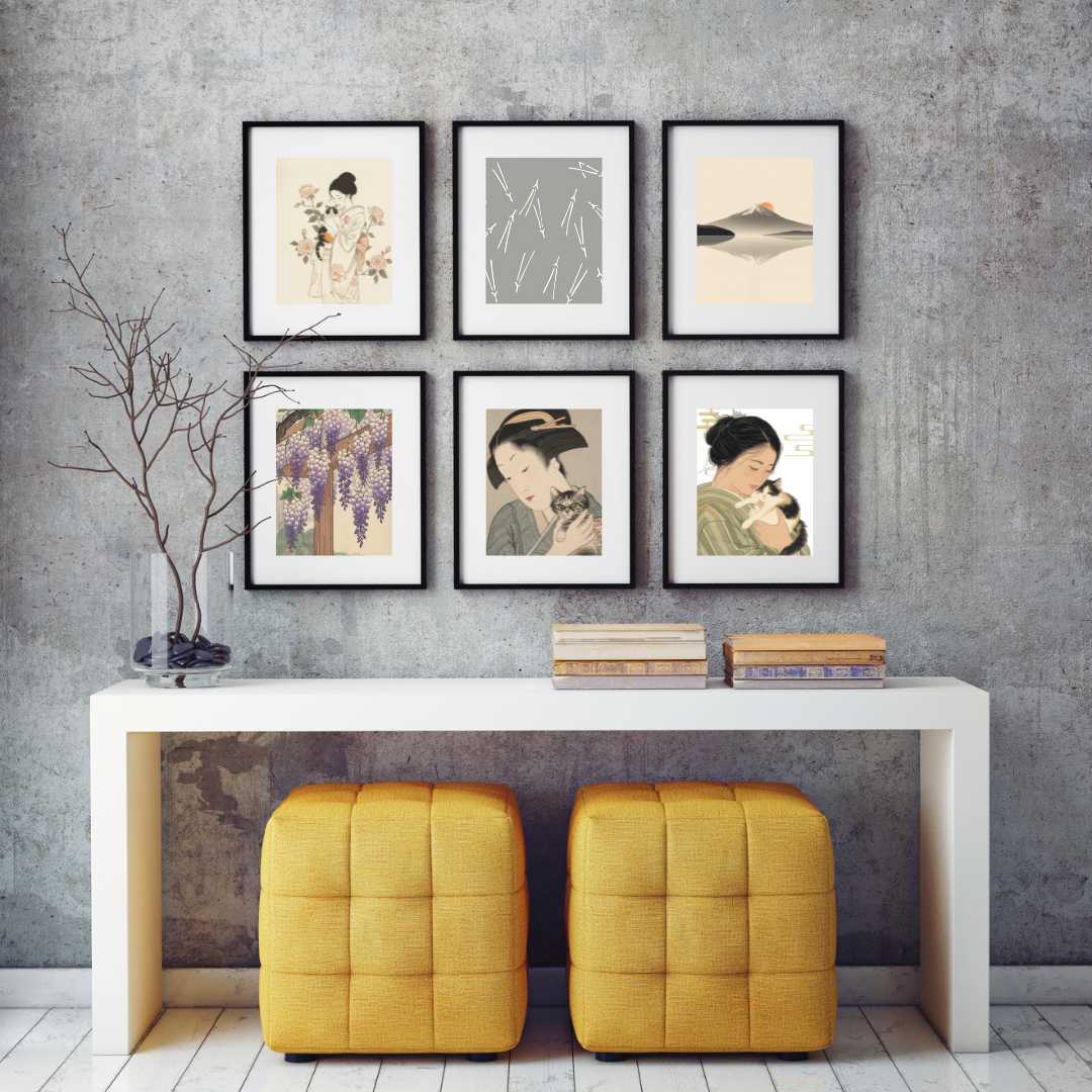 Cat & Geisha — Japanese Digital Art Print