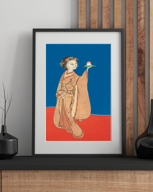Cat Girl & the Rising Sun — Japanese Digital Art Print