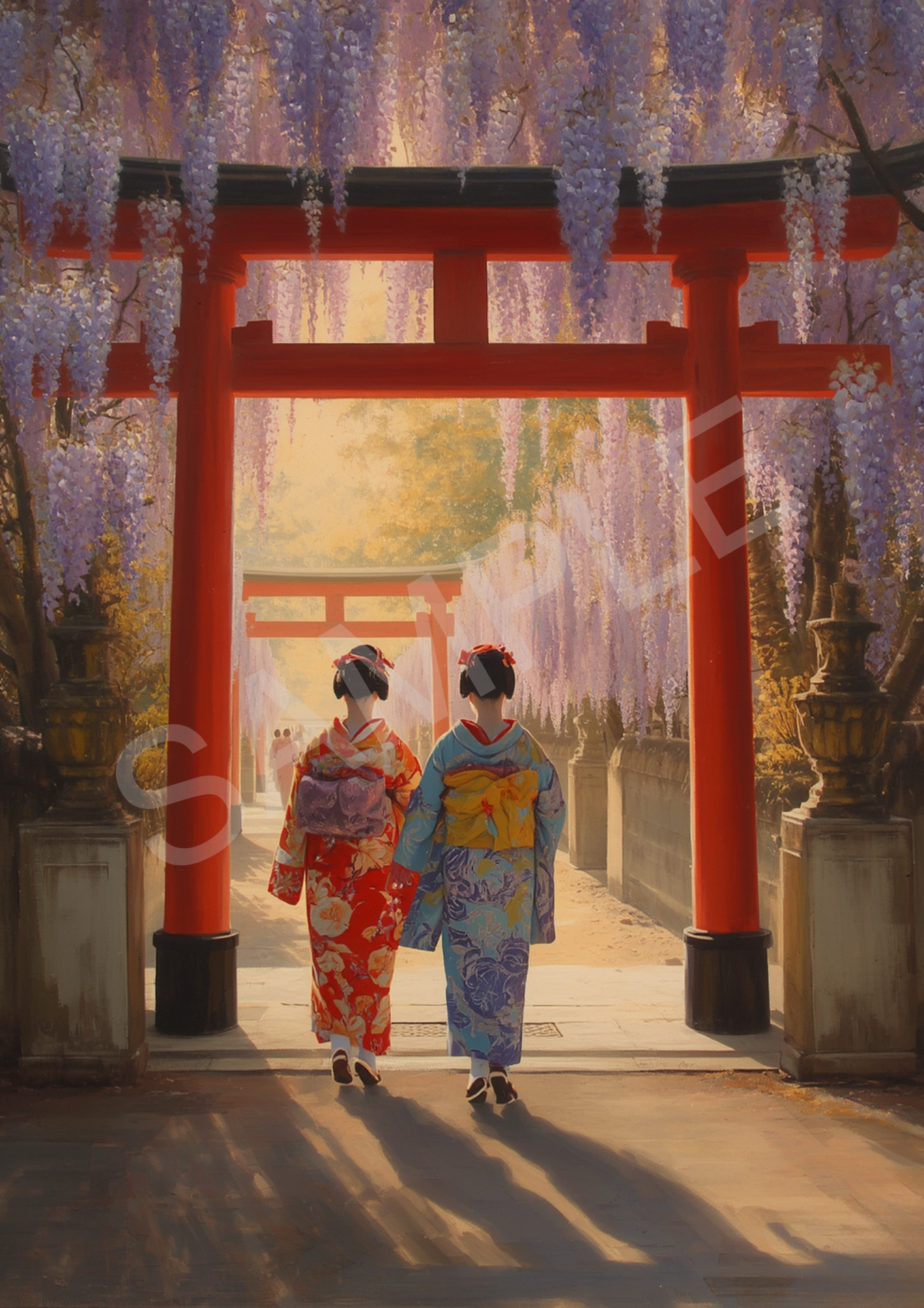 舞妓と藤棚