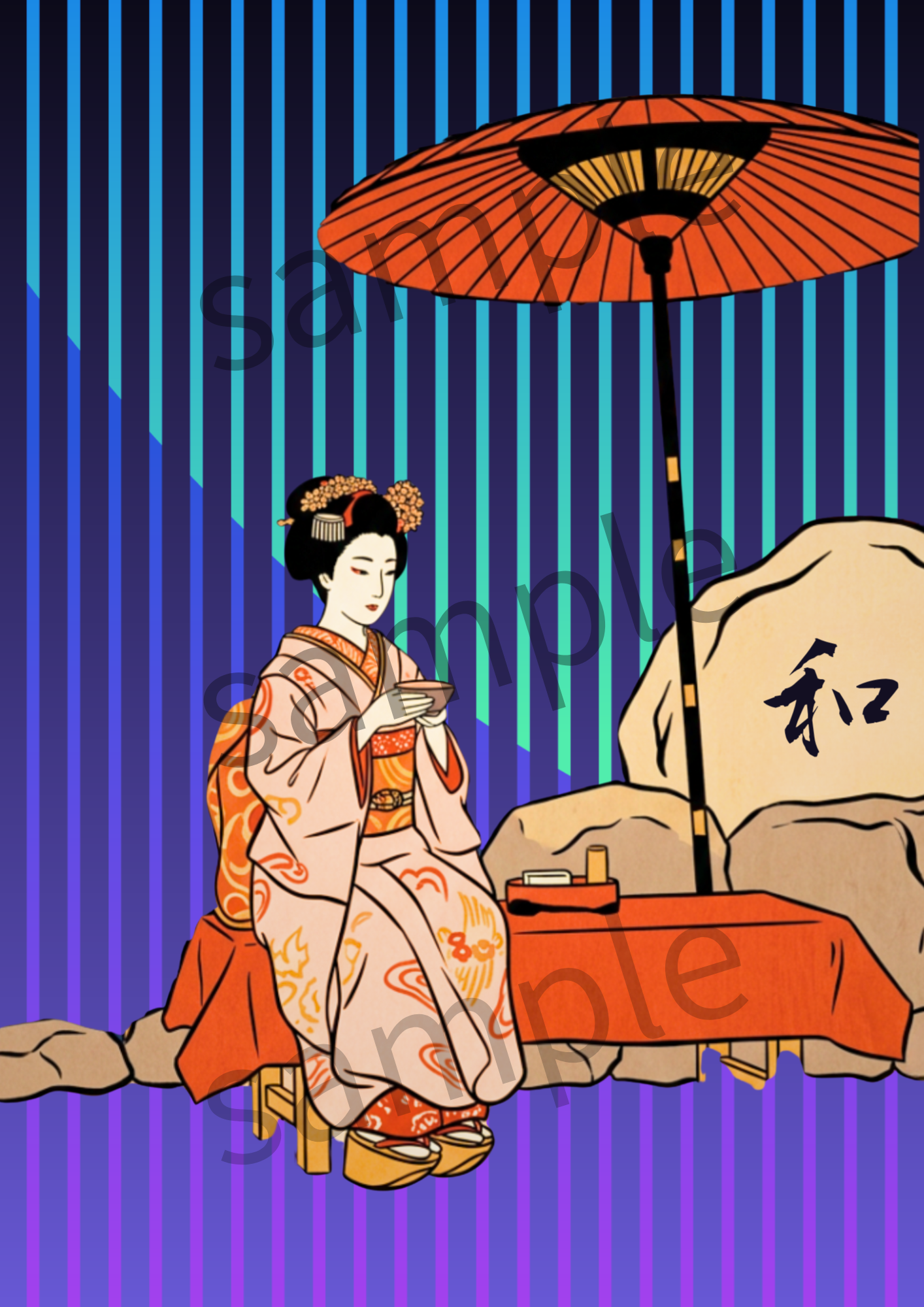 和の静寂と未来の雨 | Harmony in the Neon Rain