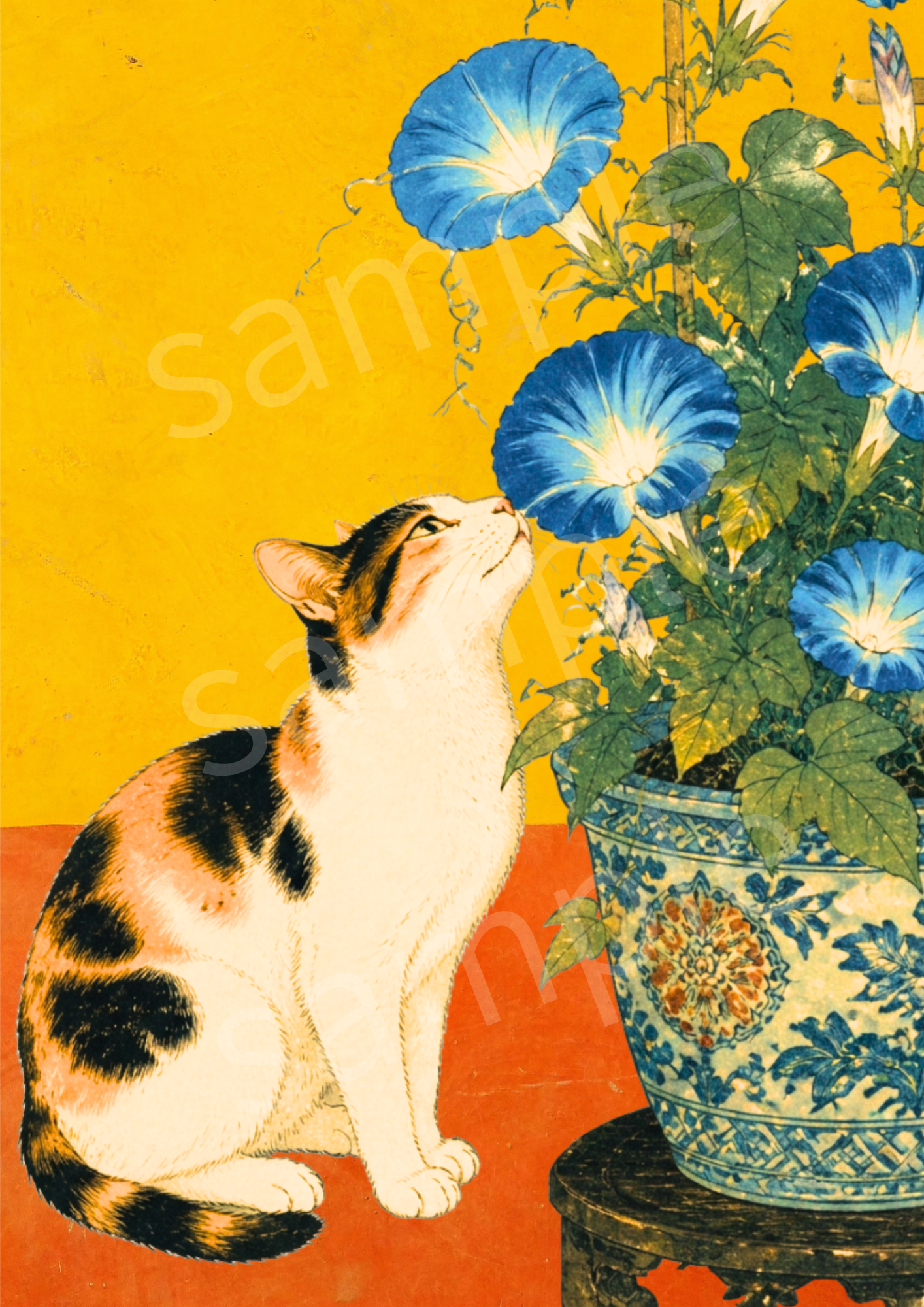三毛猫と朝の香り | Calico Cat & Morning Glory